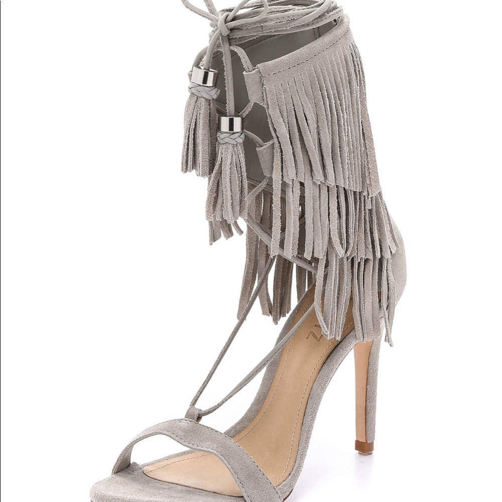 Gray Fringe Sandal